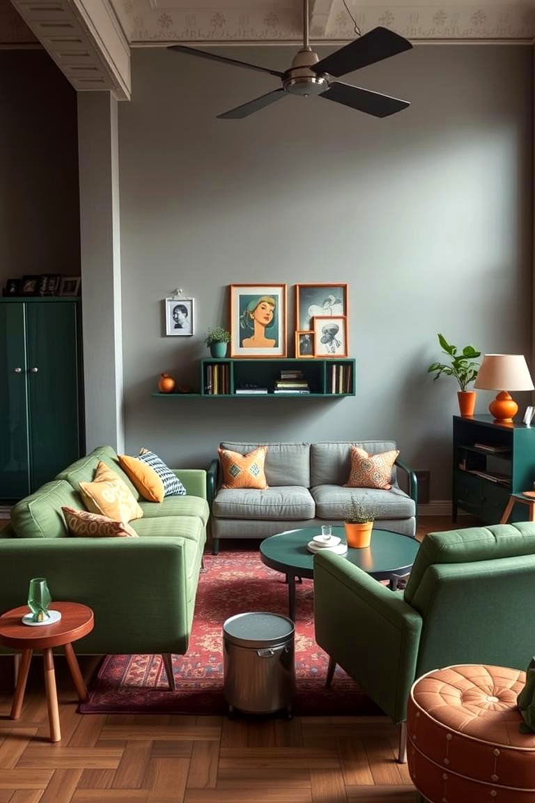 Vintage Inspired Modern Fusion - 24 Green and Orange Living Room Ideas