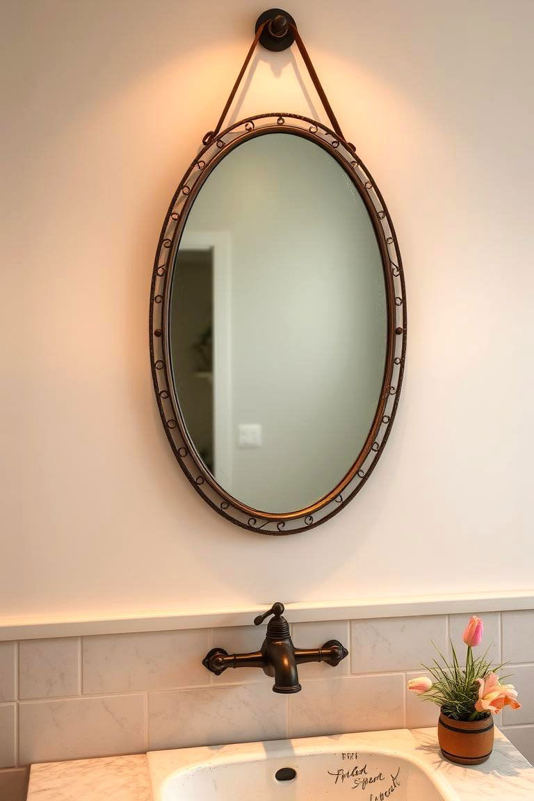 Vintage Inspired Oval Mirrors - 24 Farmhouse Bathroom Mirrors Ideas