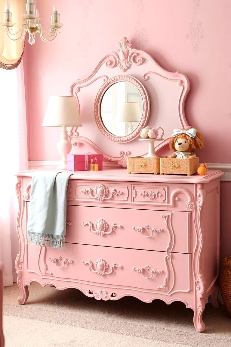 Vintage Inspired Pink Dresser - 24 Pink Nursery Ideas