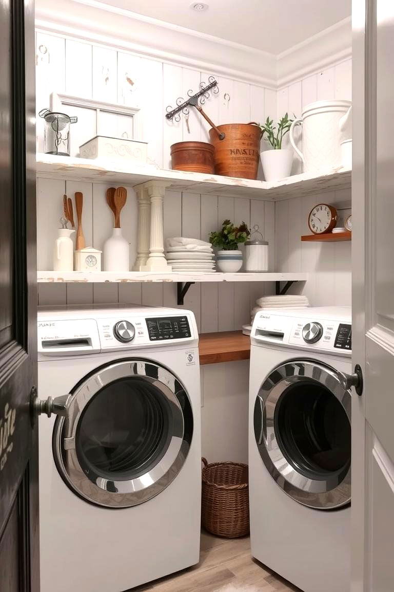 Vintage Inspired Shelves - 24 Laundry Room Shelving Ideas