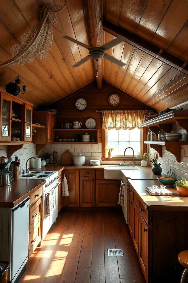 Vintage Inspired Sloped Kitchen Design - 24 Sloped Ceiling Kitchen Ideas