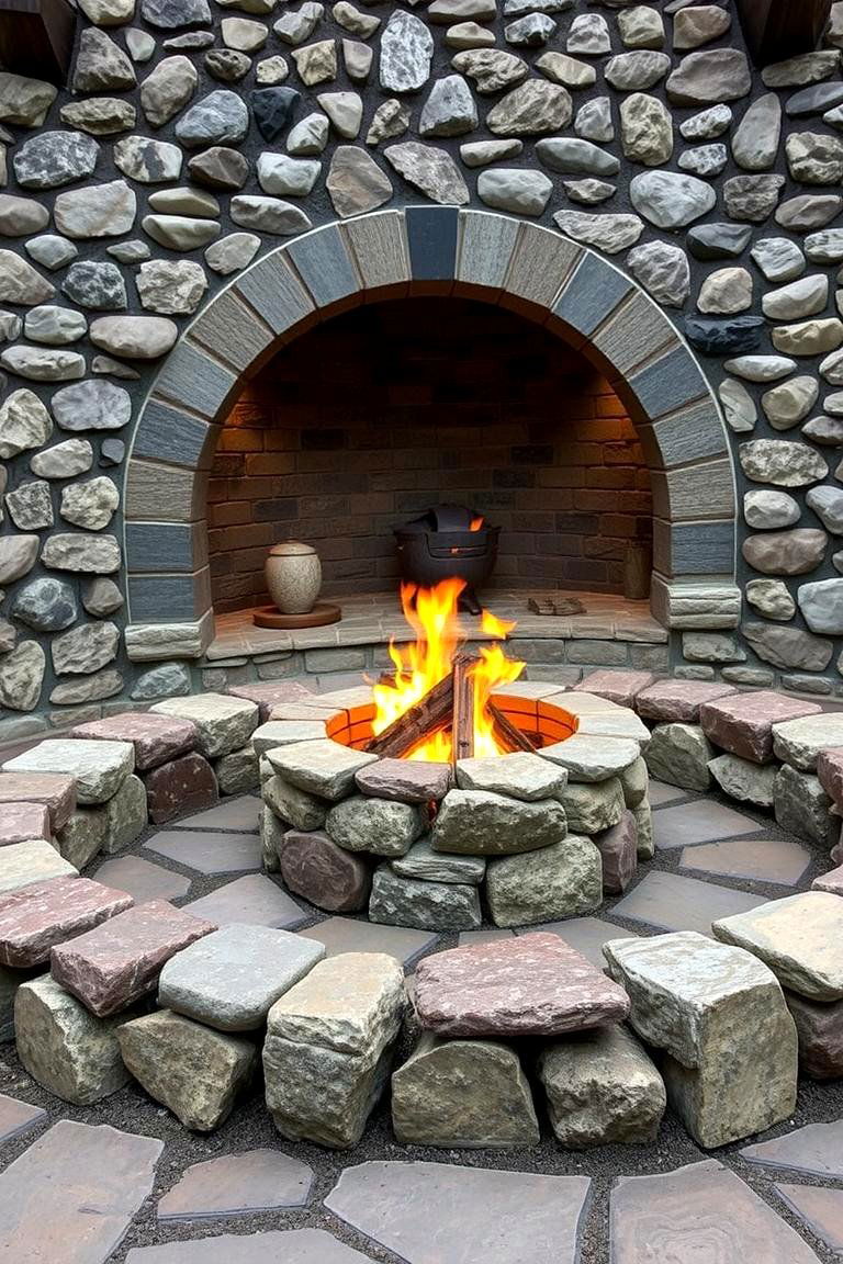 Vintage Inspired Stone Hearth - 24 Stone Patio With a Fire Pit Ideas