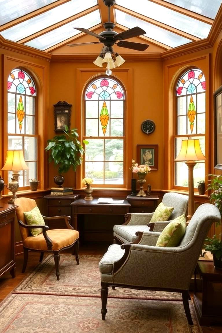 Vintage Inspired Sunroom Office - 24 Sunroom Office Ideas