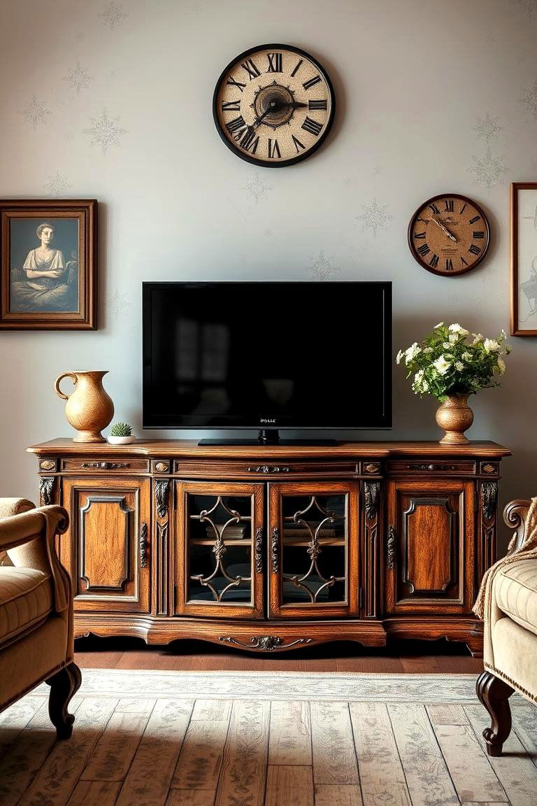 Vintage Inspired TV Console - 24 Tv Console Decor Ideas