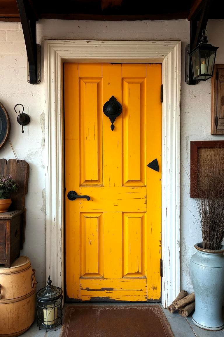 Vintage Inspired with Distressed Finish - 24 Mustard Yellow Front Door Ideas