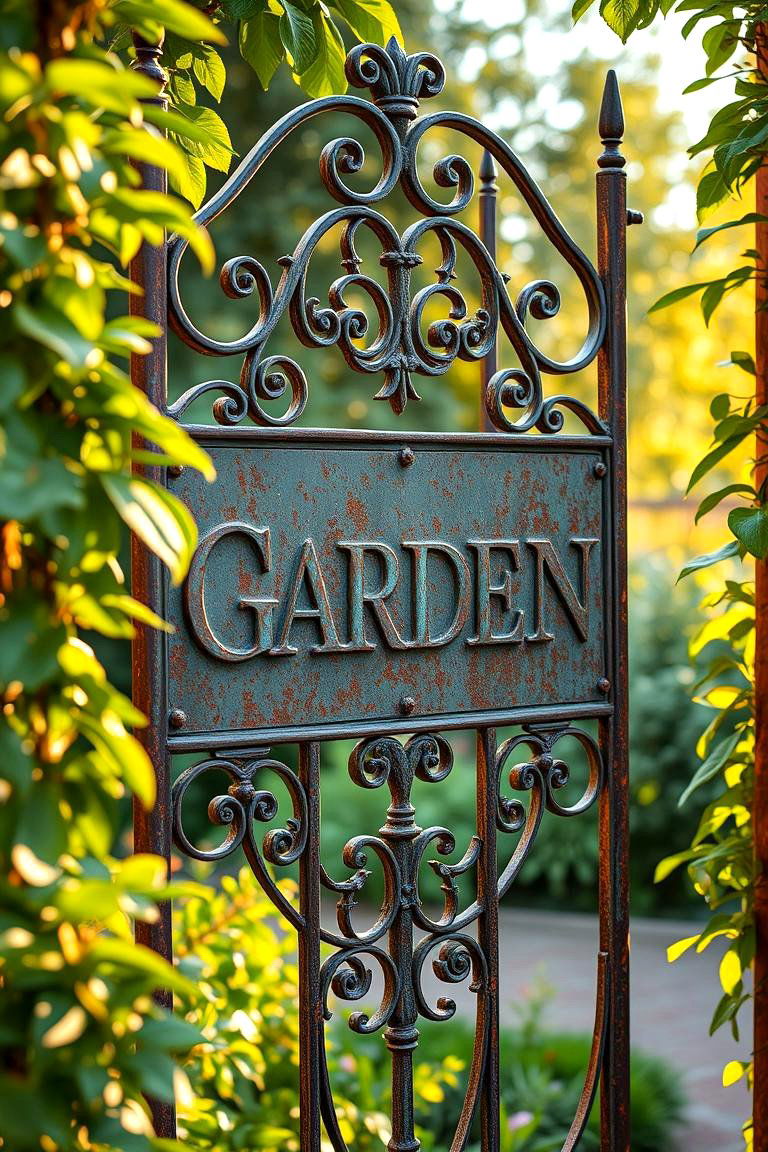 Vintage Iron Garden Gate Sign - 24 Garden Sign Ideas