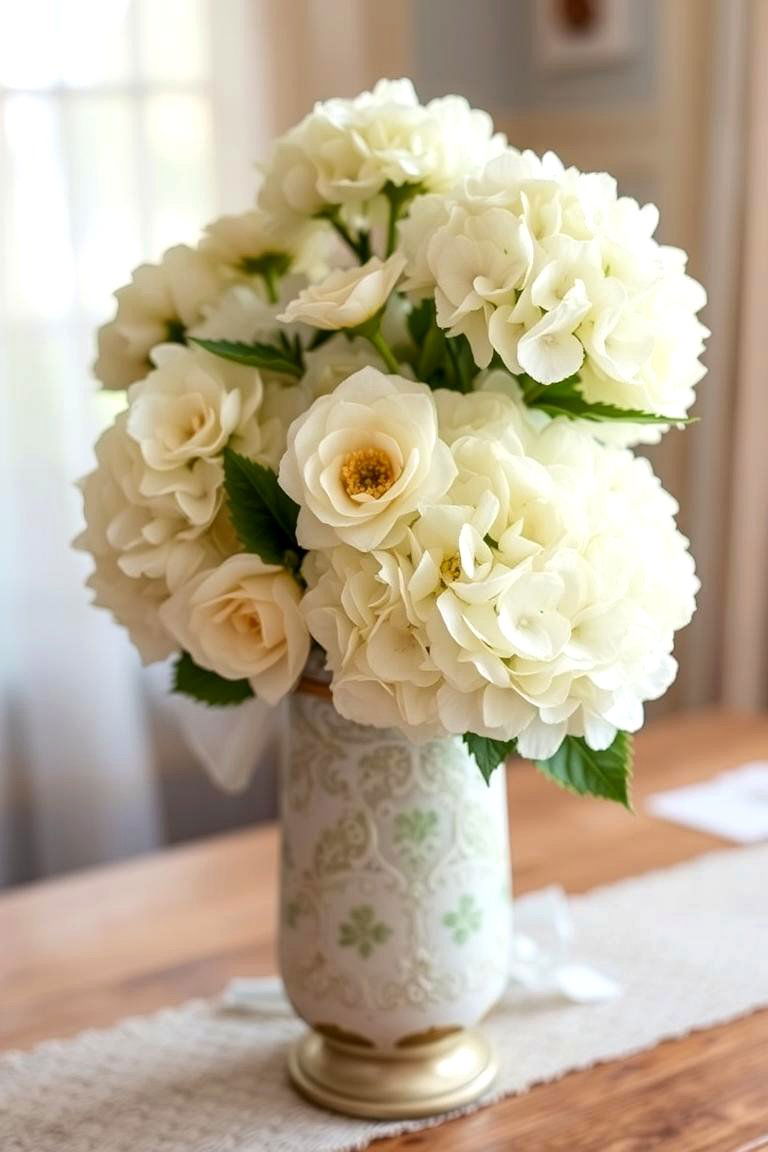 Vintage Lace Hydrangea Centerpiece - 24 Hydrangea Centerpiece Ideas