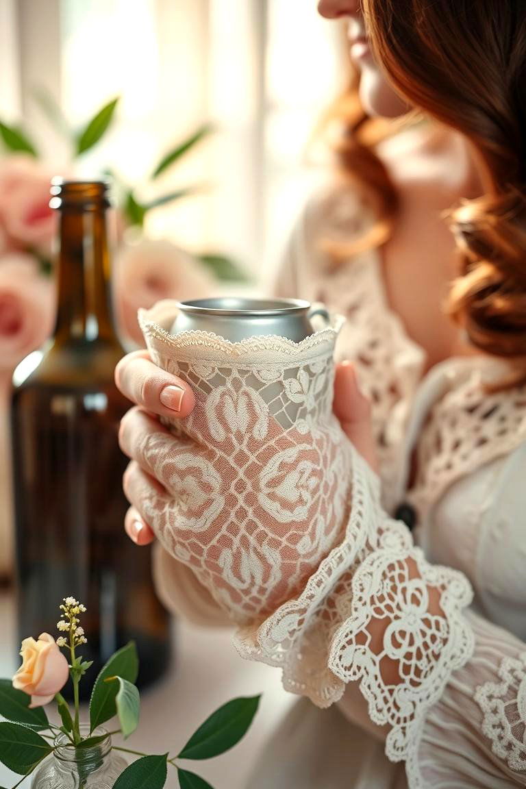 Vintage Lace Koozies - 24 Wedding Koozie Ideas