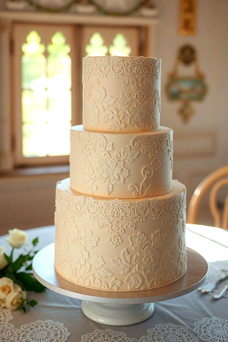 Vintage Lace - 24 Small Wedding Cake Ideas