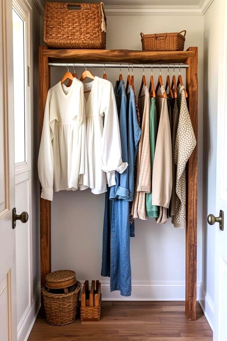 Vintage Ladder Clothes Rack - 24 Rustic Closet Ideas