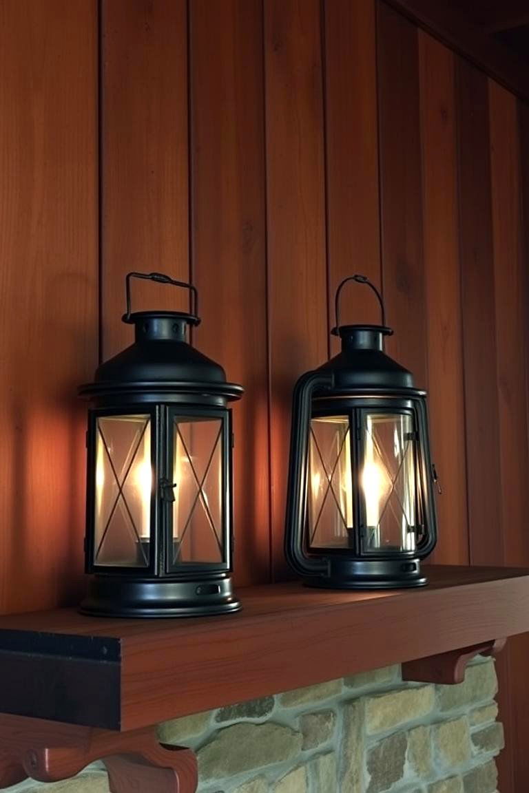 Vintage Lanterns on the Mantel - 24 Fireplace Mantel Lighting Ideas