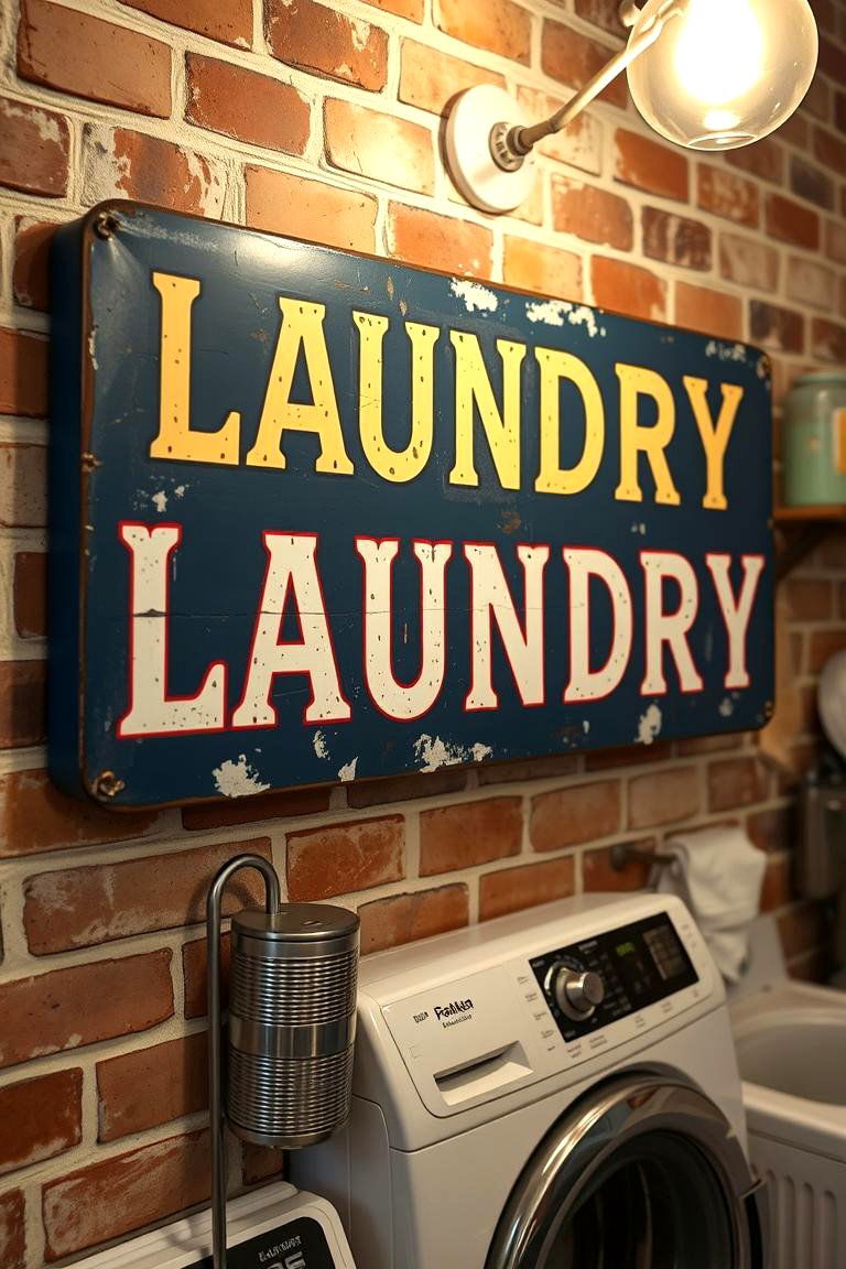 Vintage Laundry Signage - 24 Vintage Laundry Room Decor Ideas