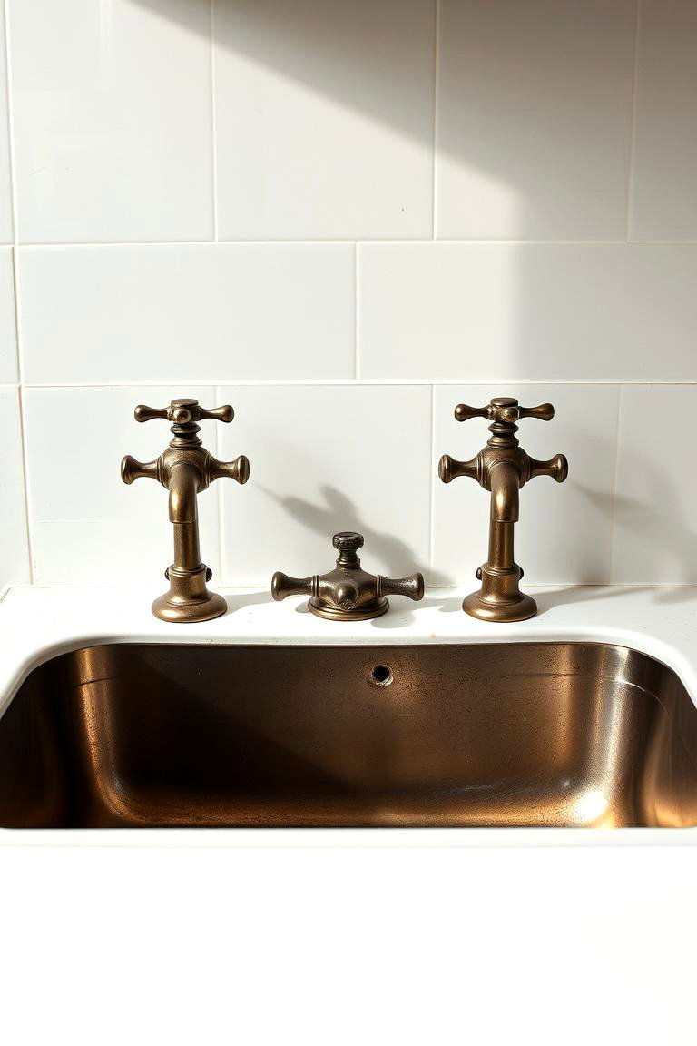Vintage Laundry Sink and Faucets - 24 Vintage Laundry Room Decor Ideas