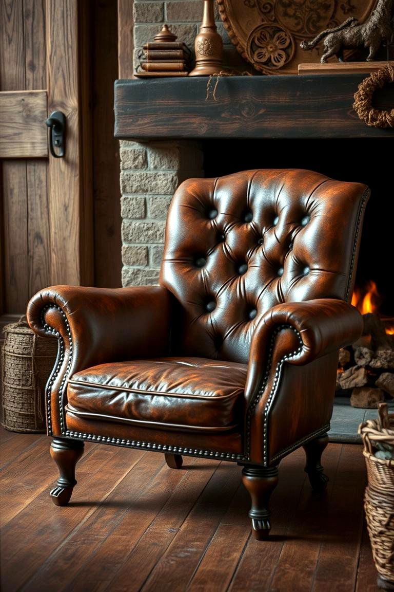 Vintage Leather Chair - 24 Chairs in Front of Fireplace Ideas