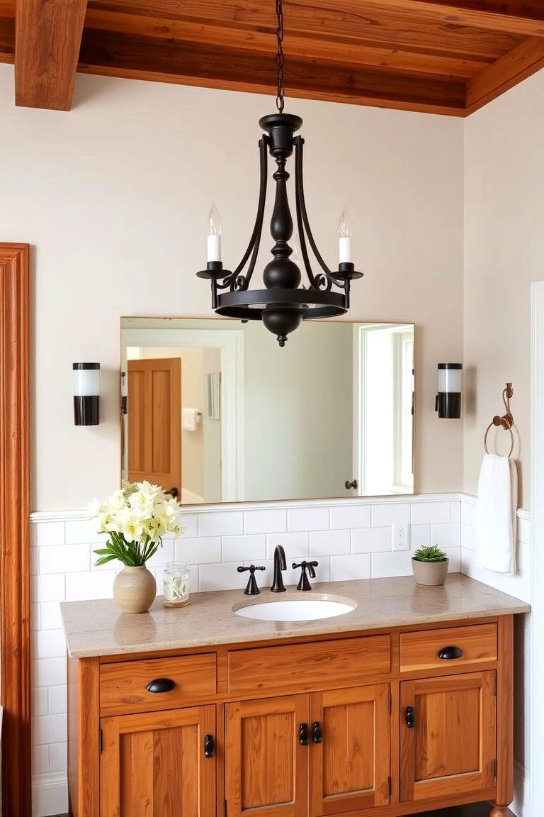 Vintage Light Fixtures - 24 Modern Farmhouse Bathroom Ideas