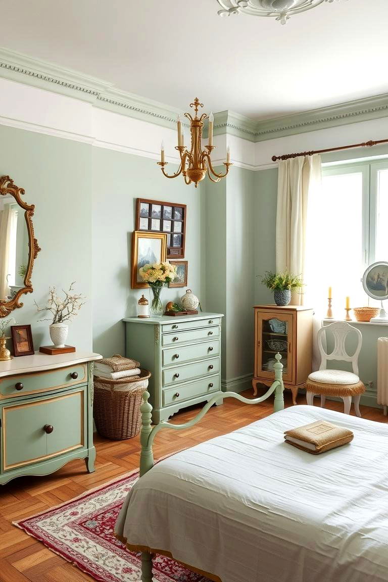 Vintage Light Green Decor Elements - 24 Light Green Bedroom Ideas