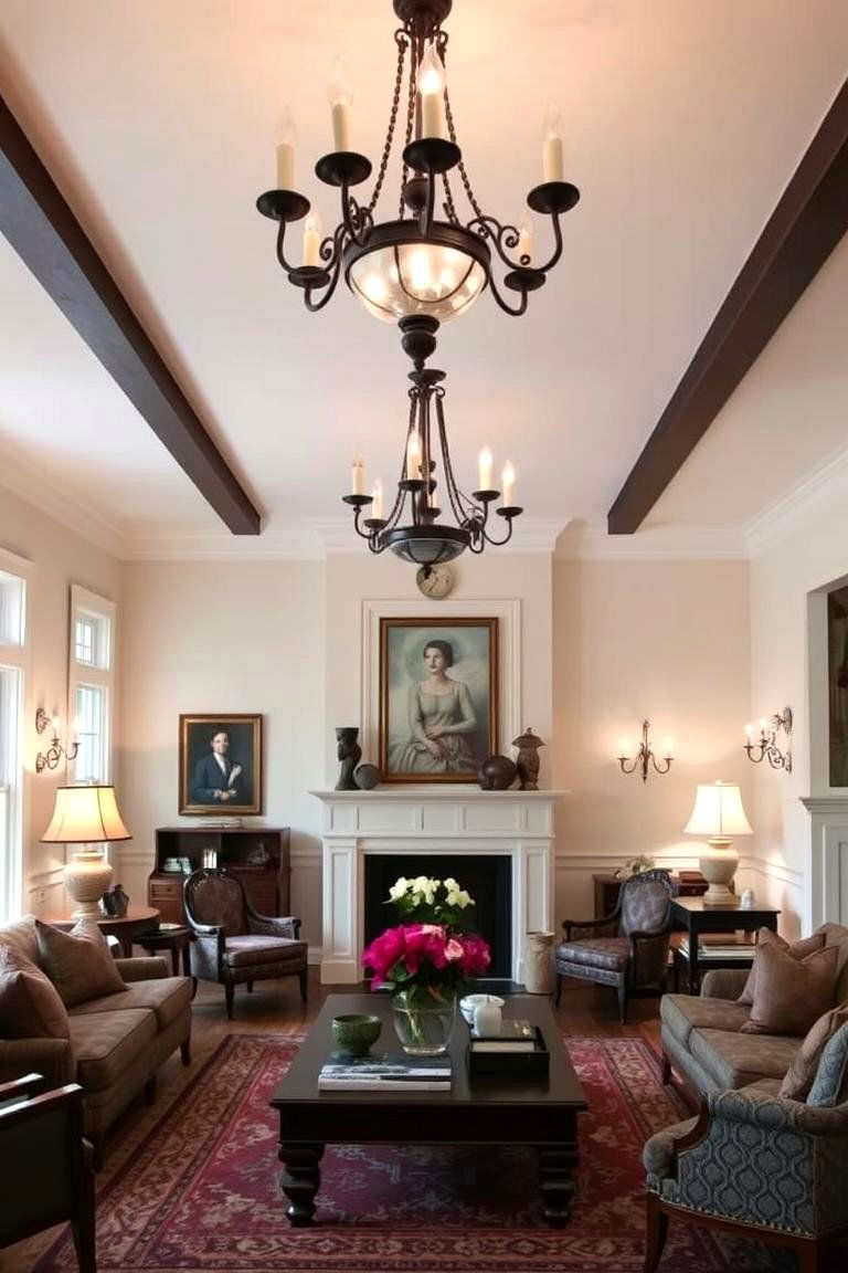 Vintage Lighting Fixtures - 24 Colonial Living Room Ideas