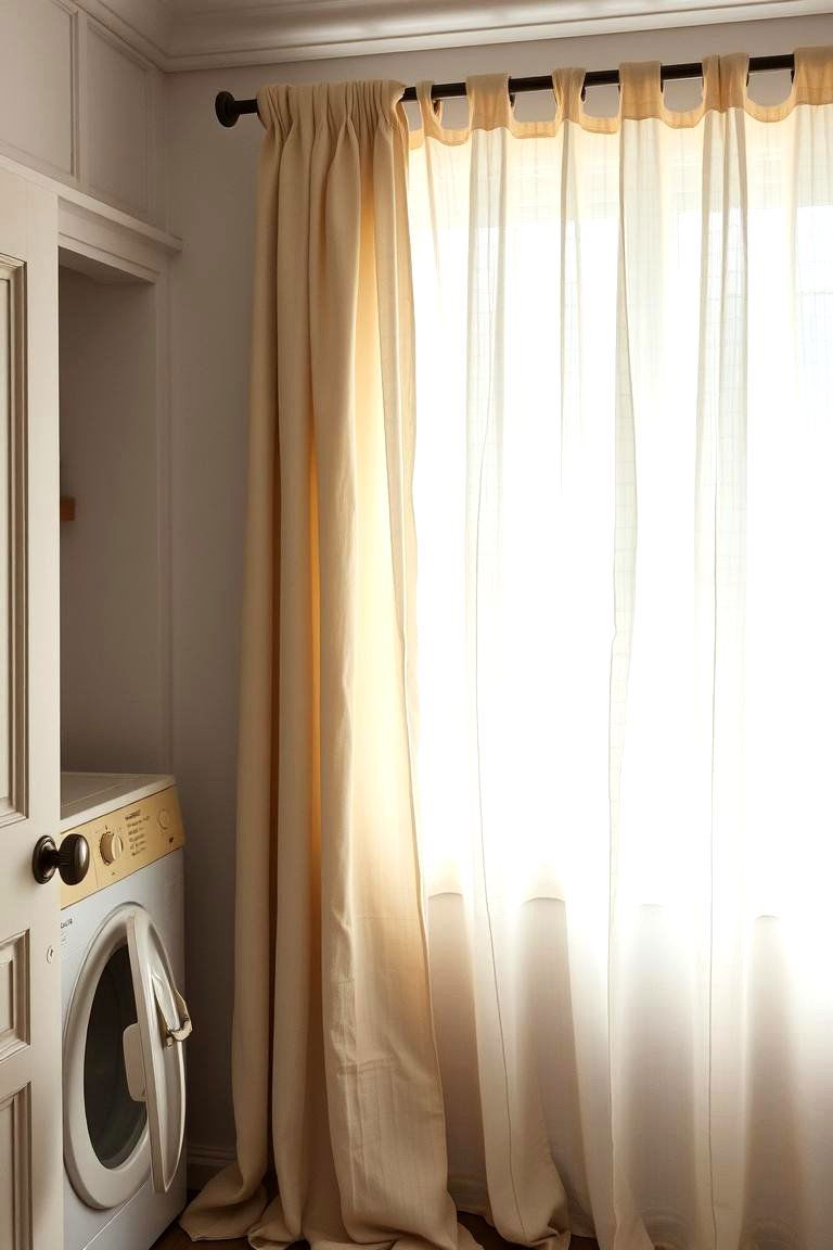 Vintage Linen and Curtain Combo - 24 Vintage Laundry Room Decor Ideas