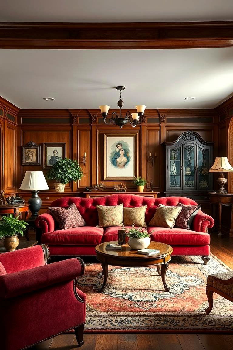 Vintage Luxe Charm - 24 Burgundy Sofa Living Room Ideas