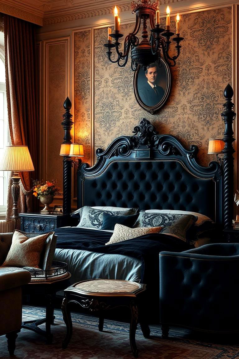 Vintage Luxe Statement - 24 Black Headboard Bedroom Ideas