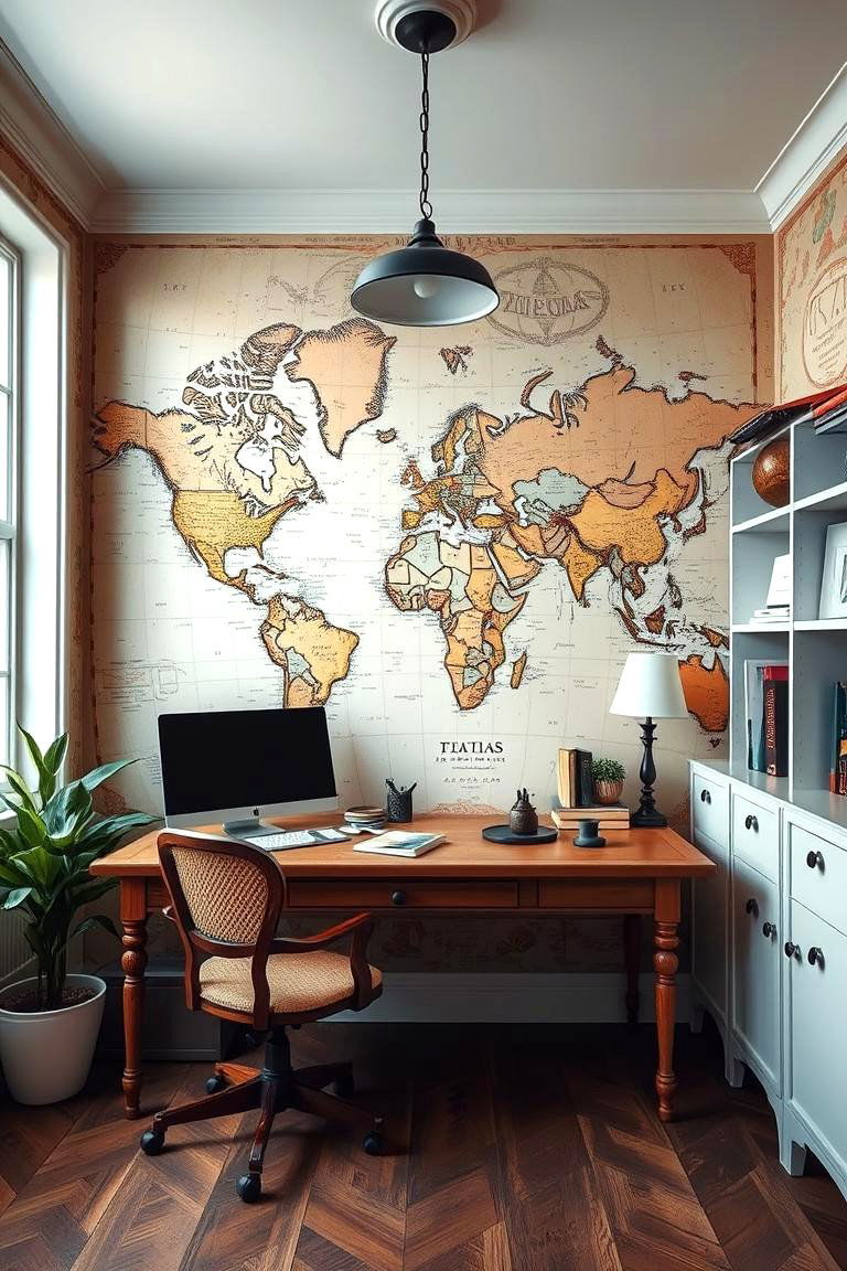 Vintage Map Wallpaper - 24 Office Wallpaper Ideas