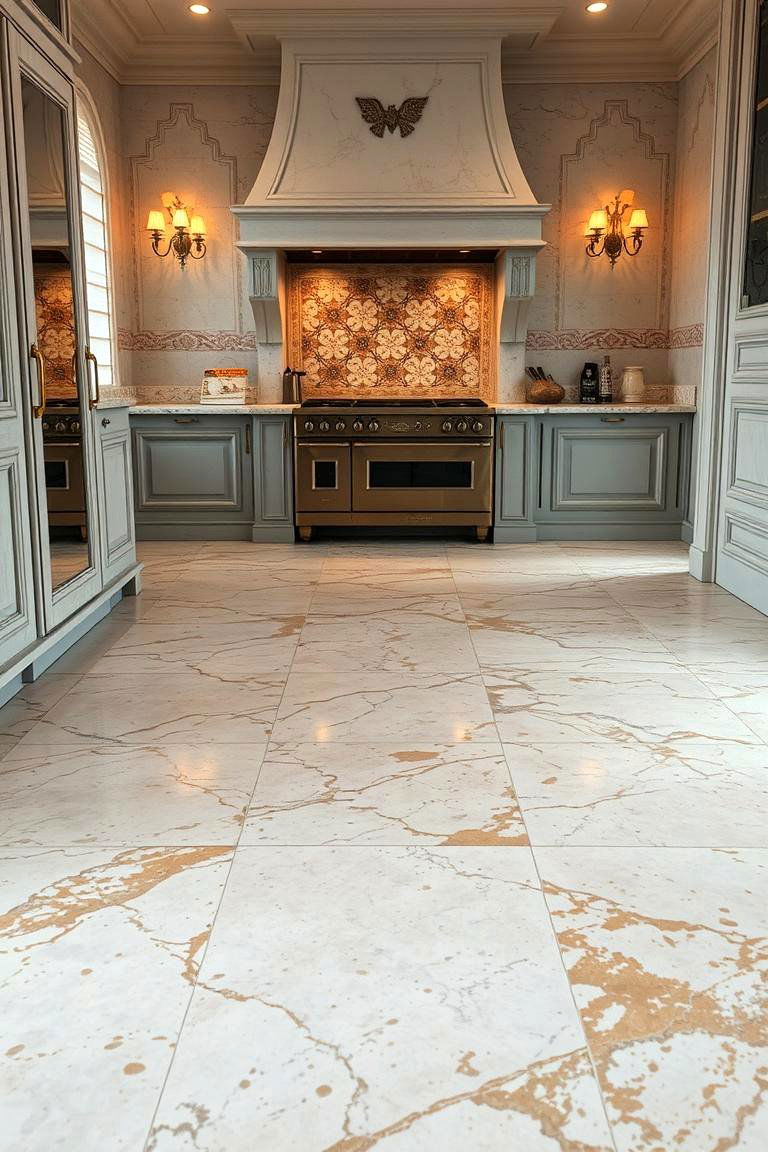 Vintage Marble Revival - 24 Marble Kitchen Floor Ideas
