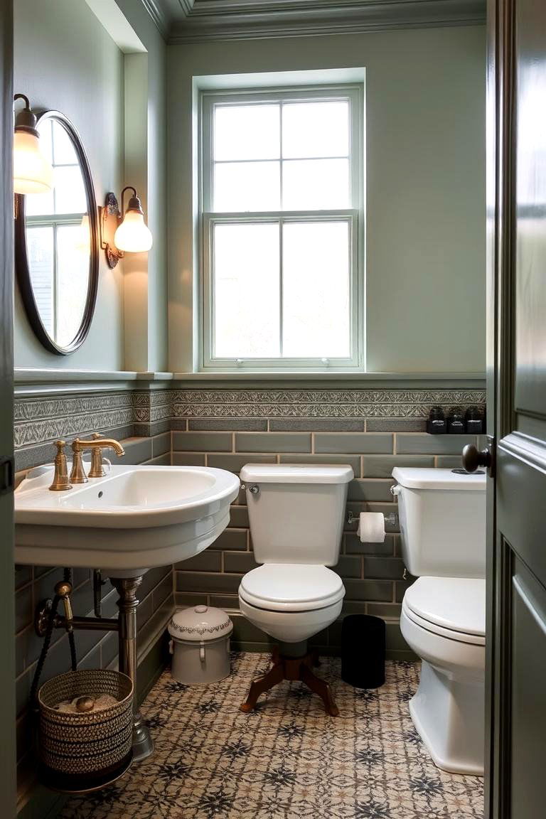 Vintage Meets Modern - 24 Green and Grey Bathroom Ideas