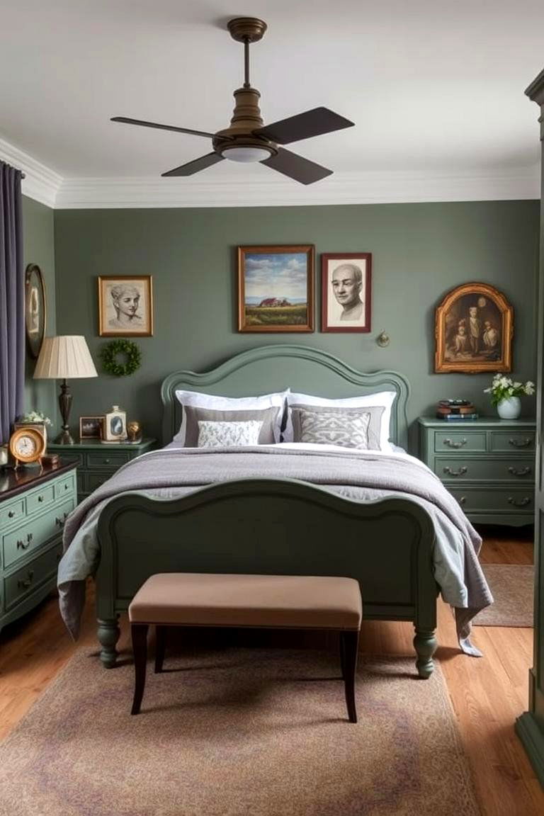 Vintage Meets Modern - 24 Green and Grey Bedroom Ideas