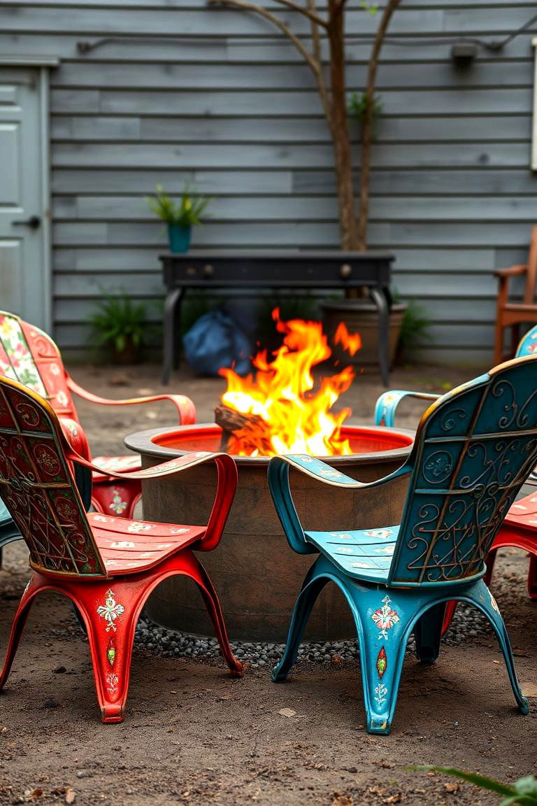 Vintage Metal Chairs - 24 Fire Pit Seating Ideas