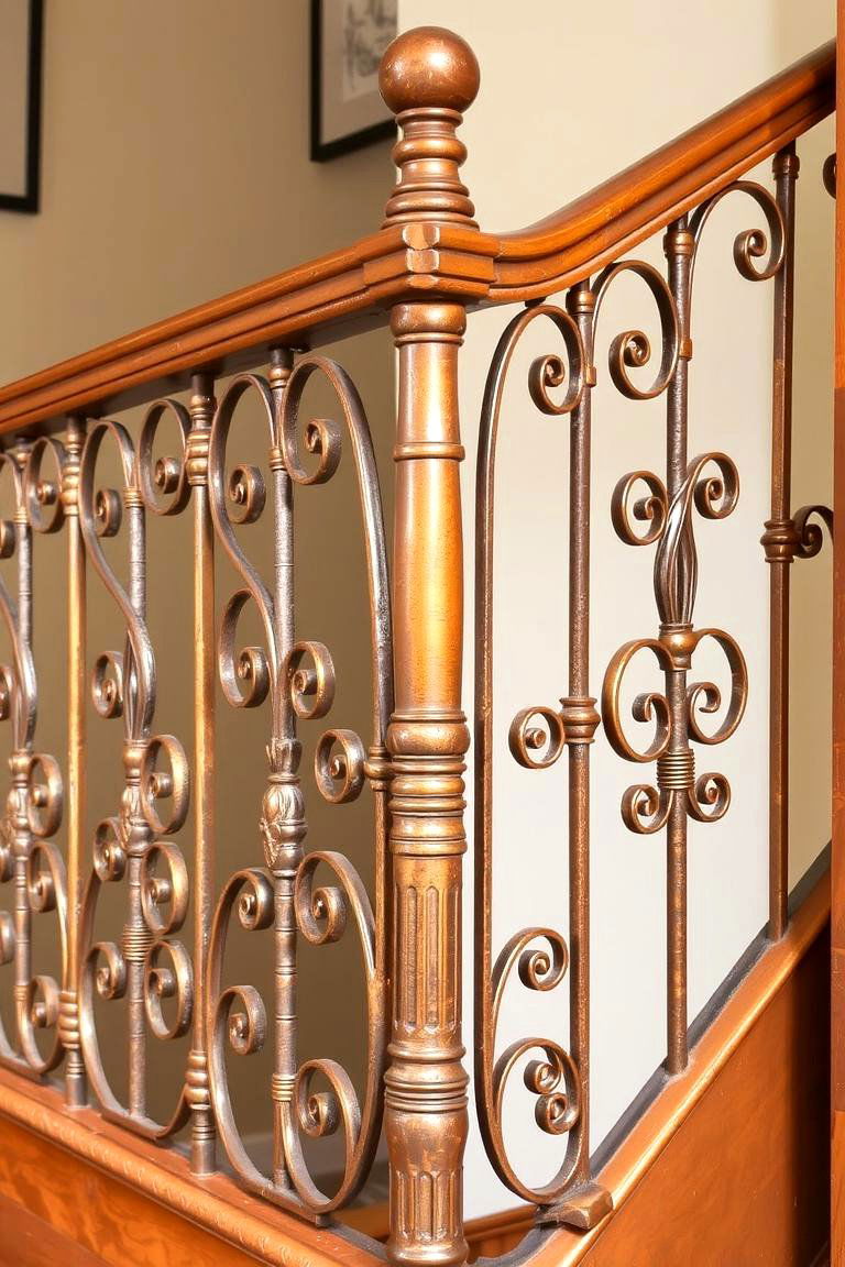 Vintage Metal Railings for a Retro Farmhouse Twist - 24 Farmhouse Rustic Stair Railing Ideas