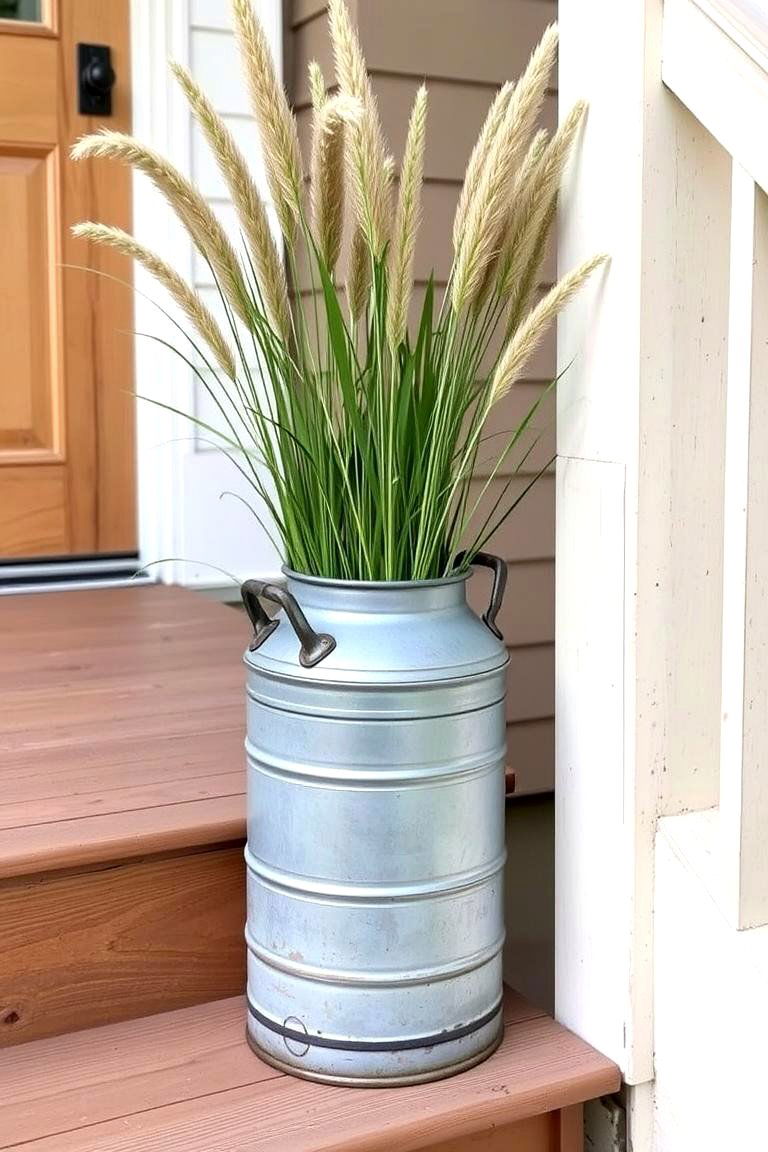 Vintage Milk Can Accents - 24 Rustic Front Porch Ideas