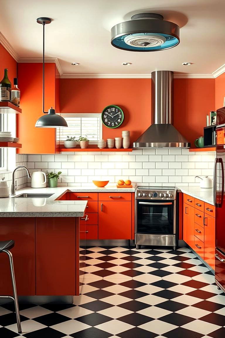 Vintage Modern Fusion with Checkered Floors - 24 Kitchens With Checkered Floors
