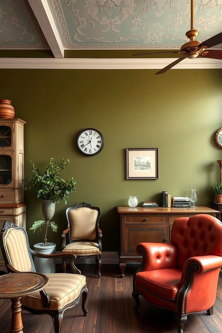 Vintage Olive Appeal - 24 Olive Green Accent Wall Ideas