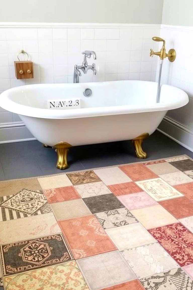 Vintage Patchwork Rugs for Eclectic Charm - 24 Bathroom Rug Ideas