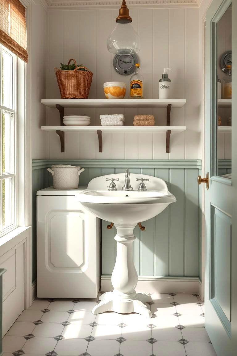 Vintage Pedestal Elegance - 24 Laundry Room Sink Ideas
