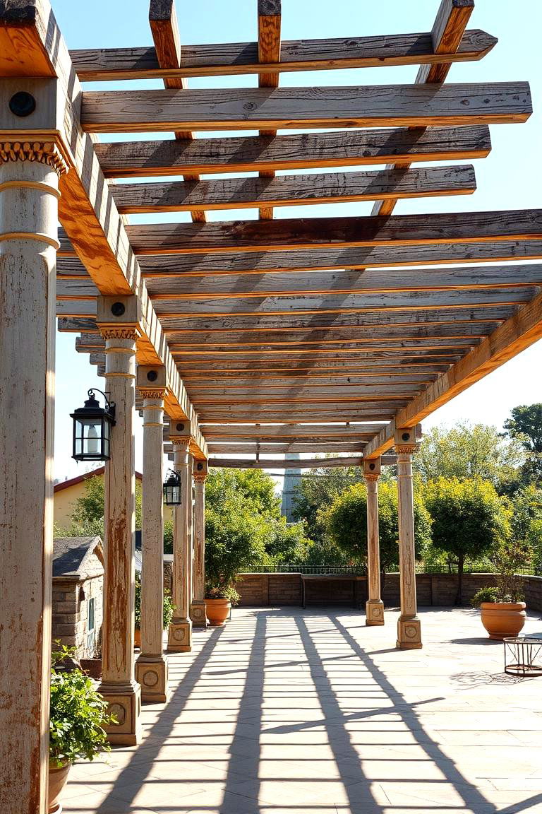 Vintage Pergola Shade with Antique Finishes - 24 Pergola Shade Ideas
