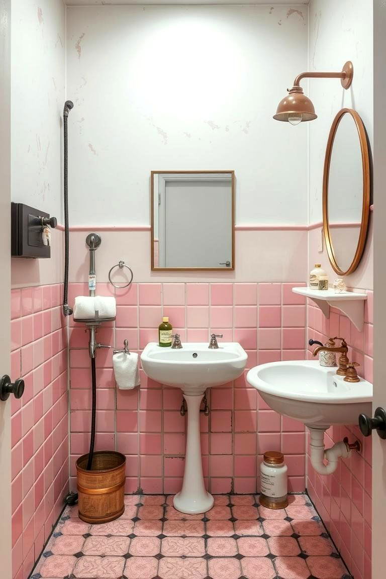 Vintage Pink Chic - 24 Pink Tile Bathroom Ideas