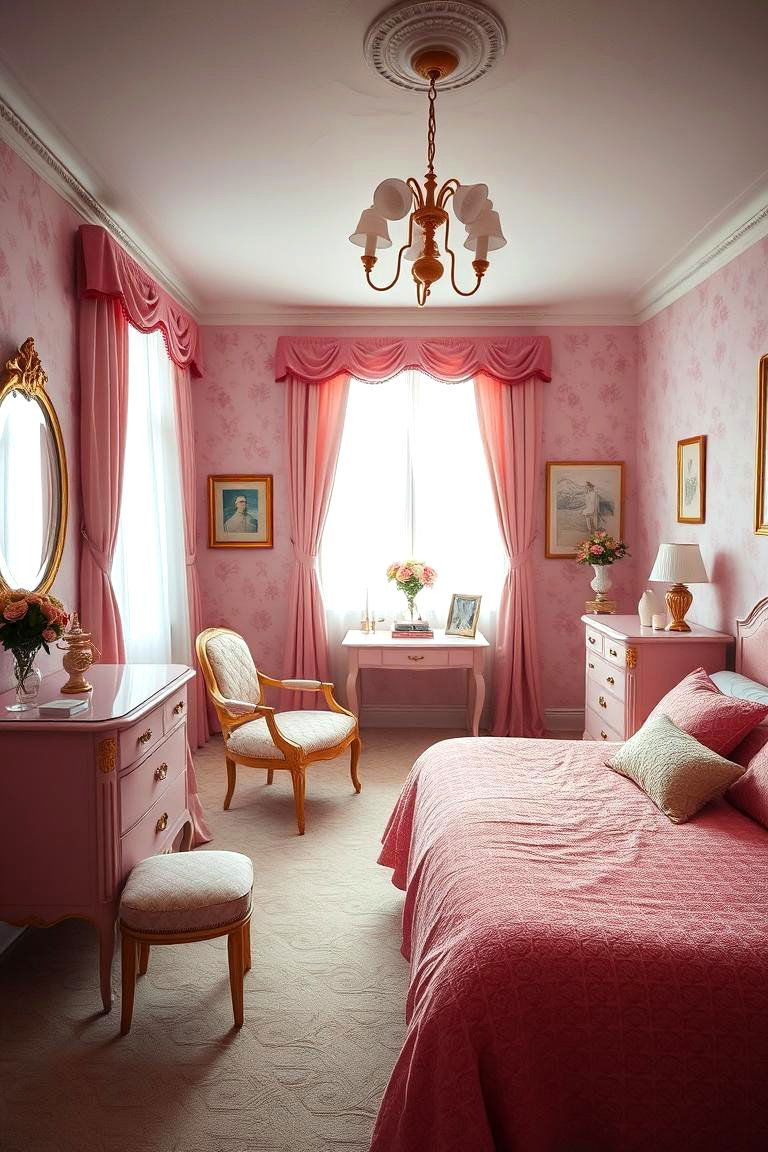Vintage Pink Furnishings - 24 Pink and Gold Bedroom Ideas