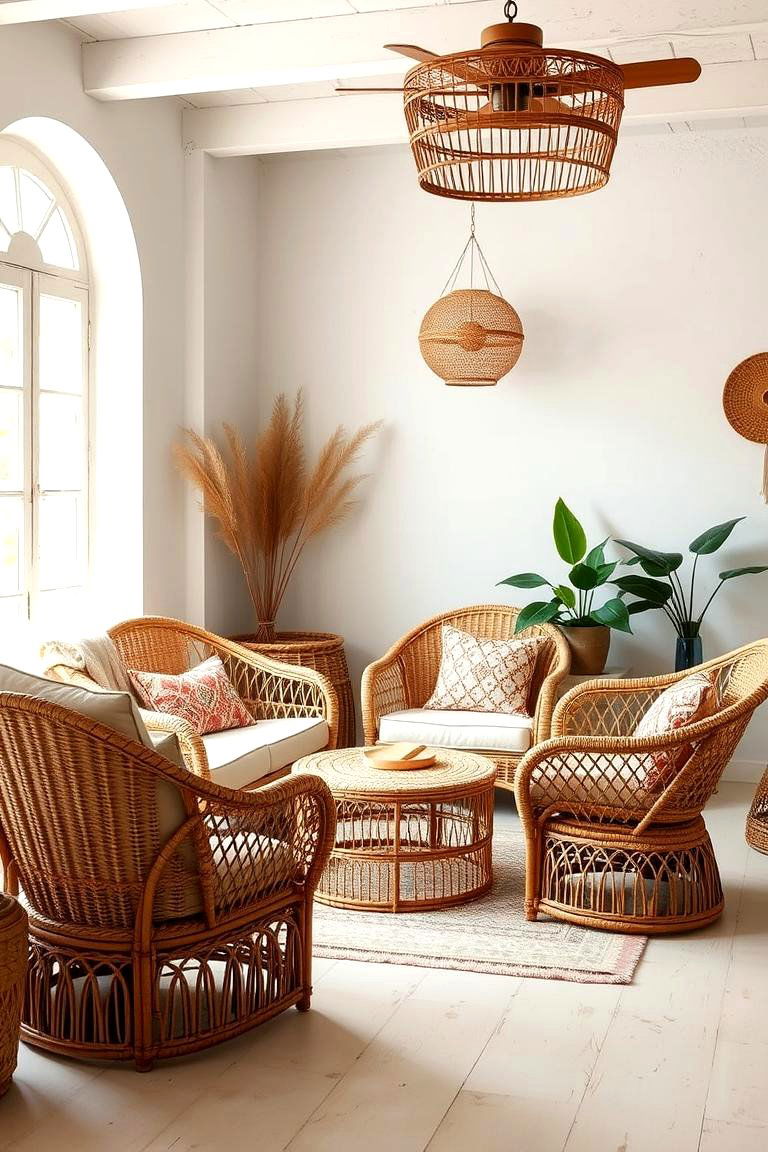 Vintage Rattan Furniture - 24 Colorful Boho Bedroom Ideas