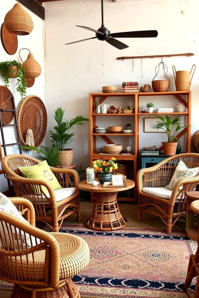 Vintage Rattan Furniture Charm - 24 Girls Boho Bedroom Ideas
