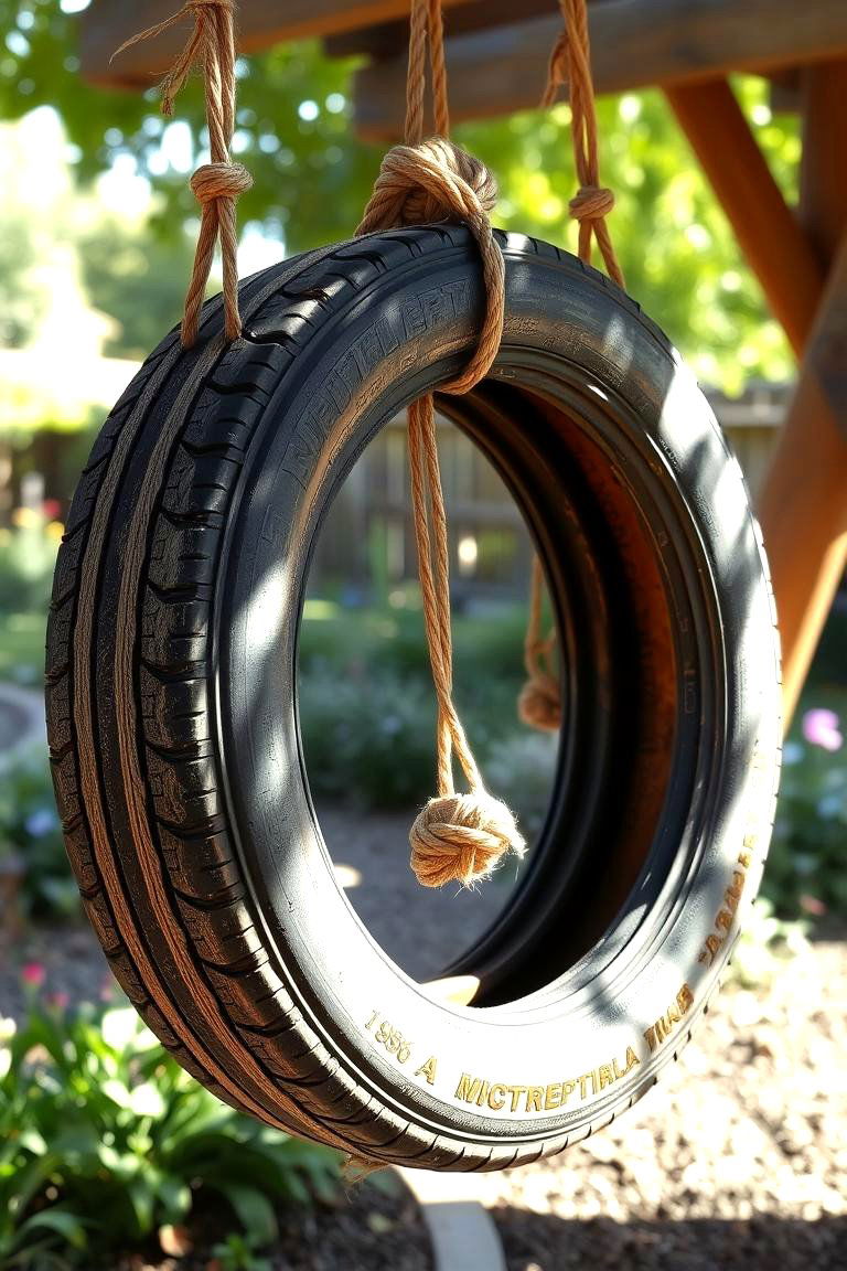 Vintage Reclaimed Tire Swing - 24 Tire Swing Ideas