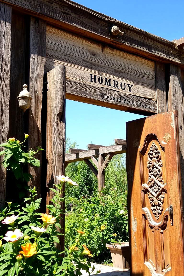 Vintage Reclaimed Wood Entrance - 24 garden gate ideas