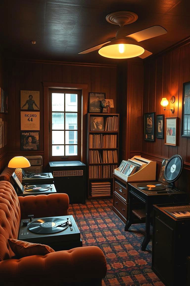Vintage Record Listening Room - 24 Luxury Man Cave Ideas