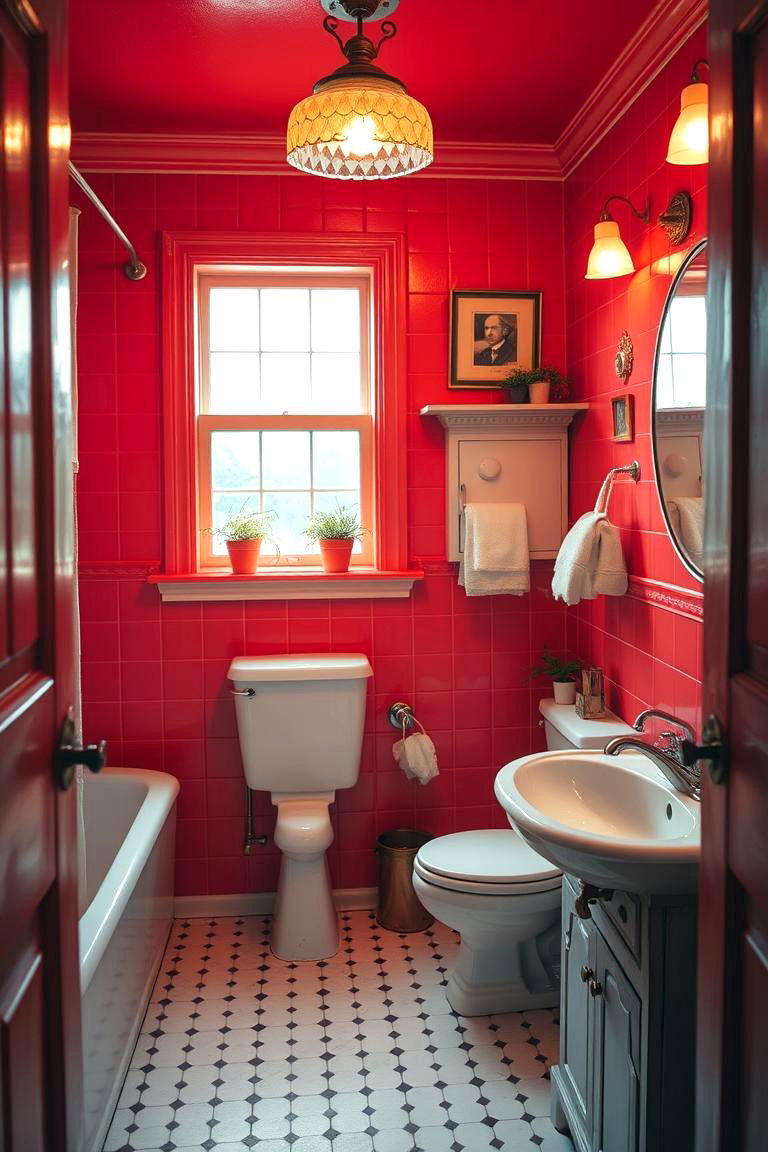 Vintage Red Charm - 24 Red Bathroom Ideas