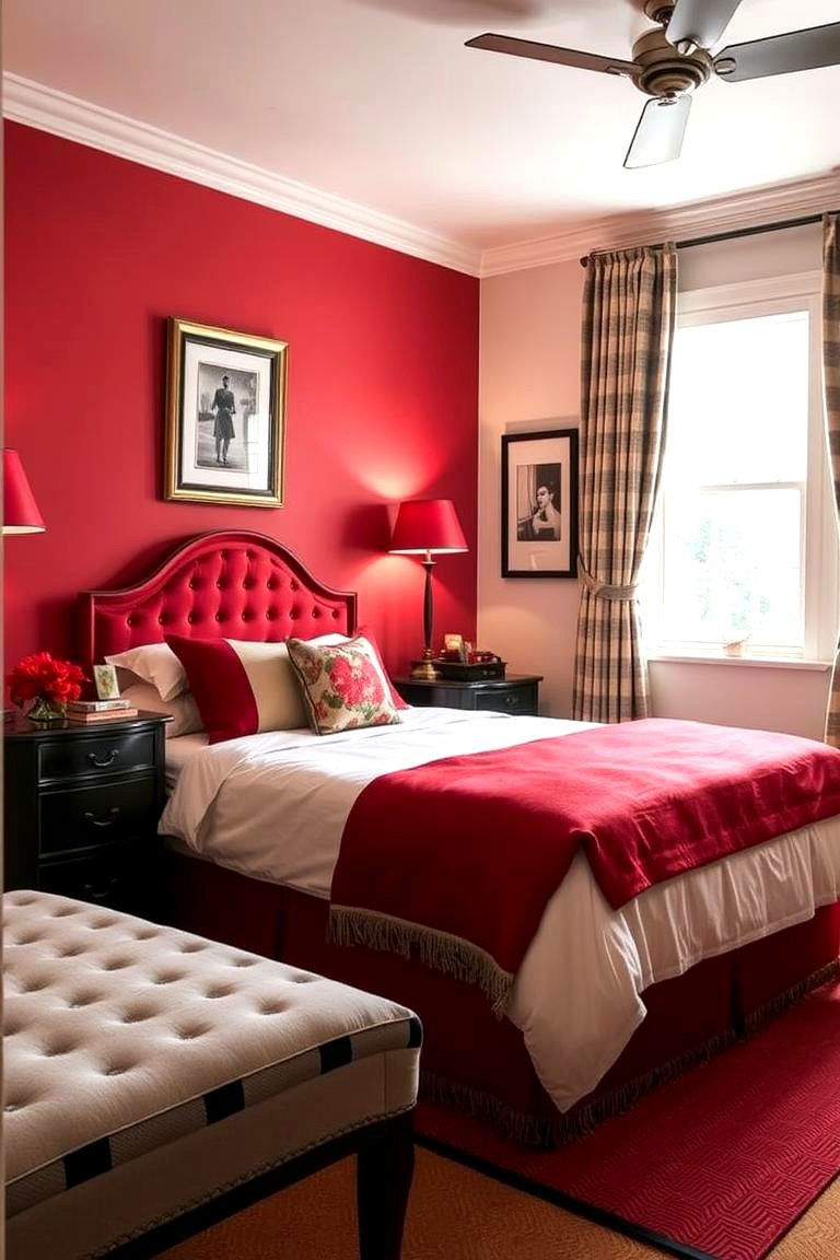Vintage Red and Black Accents - 24 Red and Black Bedroom Ideas