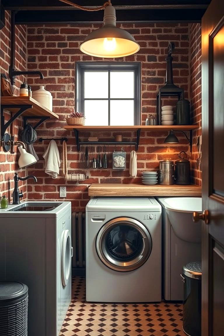 Vintage Revival - 24 Brick Floor Laundry Room Ideas