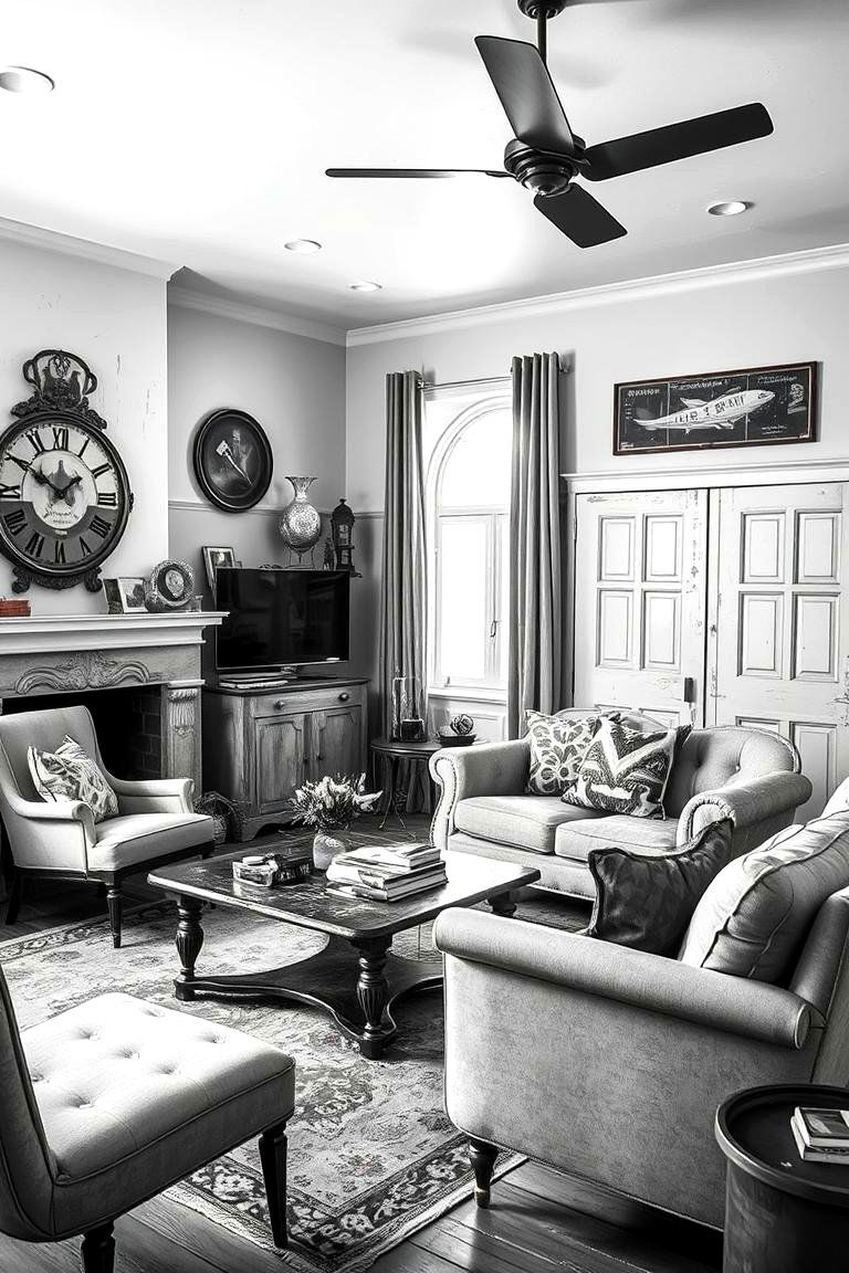Vintage Revival Charm - 24 Black and White Living Room Ideas