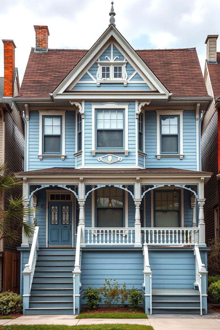 Vintage Revival Style - 24 blue exterior home with a brown roof ideas