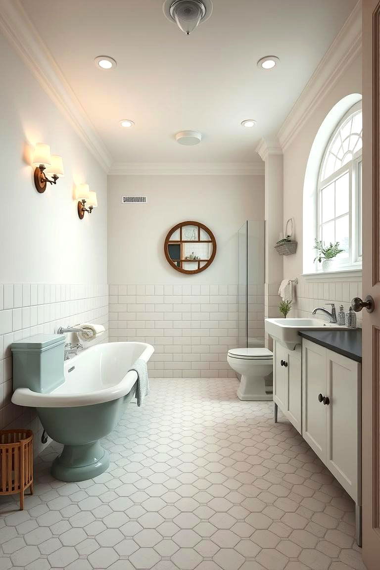 Vintage Revival with a Twist - 24 Bathrooms With Hexagon Tile Floors
