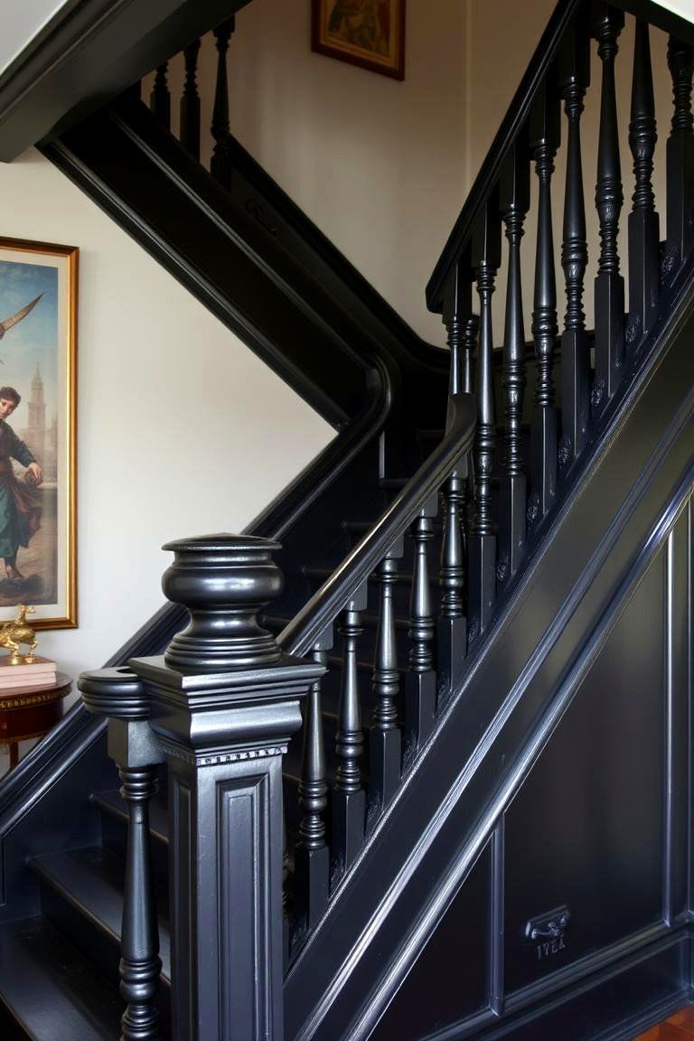 Vintage Revival - 24 black staircase ideas